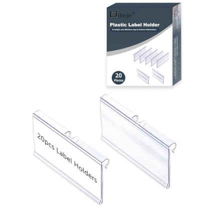 Diteje 20 Pack Wire Shelf Label Holders with Paper Inserts, 3.94x1.50inch - size: 3.94x1.65in