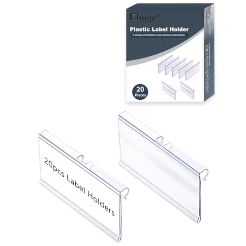 Diteje 20 Pack Wire Shelf Label Holders with Paper Inserts, 3.94x1.50inch - size: 3.94x1.65in