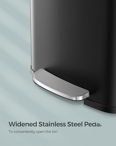 SONGMICS Kitchen Trash Can, 13-Gallon (50 L) Stainless Steel, Soft Closure - color: Black, style: 13 Gallons