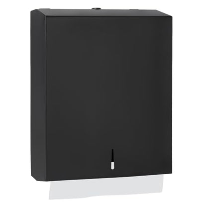 Stardrix Paper Towel Dispenser Wall Mount, Matte Black Stainless Steel Commercial Paper Towel Holder with Lock, Large Capacity 400 C Fold/525 Multifold Towels - color: Black, size: 400 C Fold/525 Multi-Fold with Lock