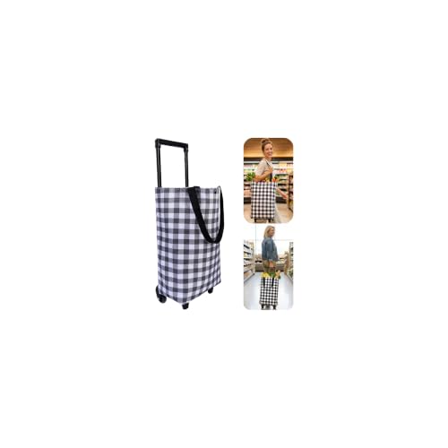 Rolling Shopping Bag, Small Shopping Cart with Wheels,Collapsible Portable Waterproof Tote for Market & Grocery Runs–Gift for Women & Seniors (Grey) - color: Grey1