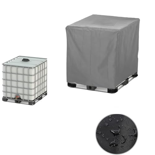 IBC Tote Cover 250 Gallon, Heavy Duty Waterproof IBC Tote Lid, Rain Barrel Cover, Water Tank Cover, Water Tote Cover, IBC Cover(Gray,330 Gallon) - color: Gray, size: 330 Gallon