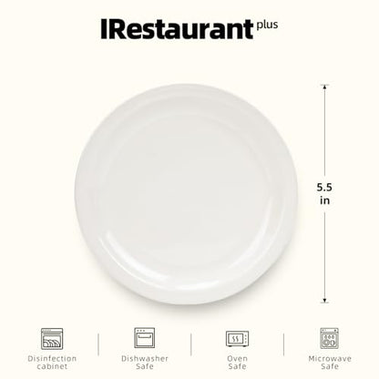 Stoneware Narrow Rim Commercial Grade Dinnerware, America White, Plate 5.5", Case of 36 - color: America White, size: Plate 5.5"