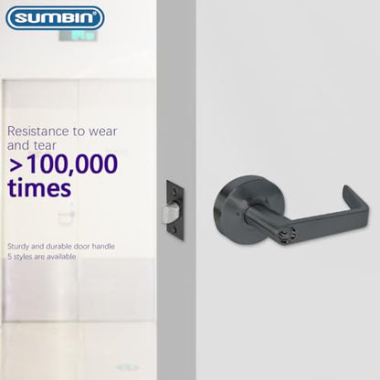 Grade 2 Commercial Heavy Duty Passage Door Lever Lockset, ADA, Matt Black Finish - color: B400 Passage RB