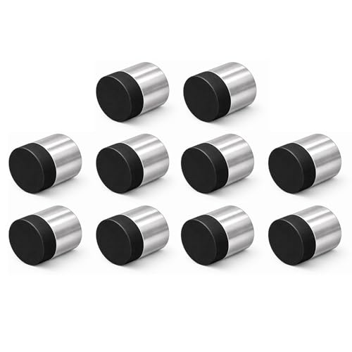 INOX Wall Mount Door Stopper 10 Pack, Satin Stainless Steel Heavy-Duty Door Stops with Scratch Protection, 1" Rise x 1-3/16" - color: Satin Stainless Steel, size: 10 Pack