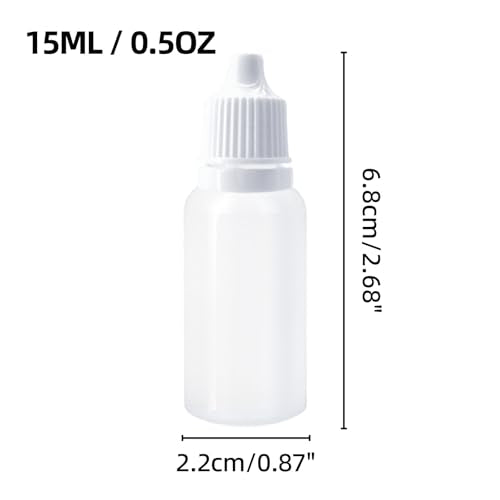 10Pcs 15ml Plastic Dropper Bottles, 0.5oz Small Squeeze Leakproof Dropper Bottle with Childproof Cap and Plug, Reusable Portable Eye Liquid Container for Travel White - color: White Cap