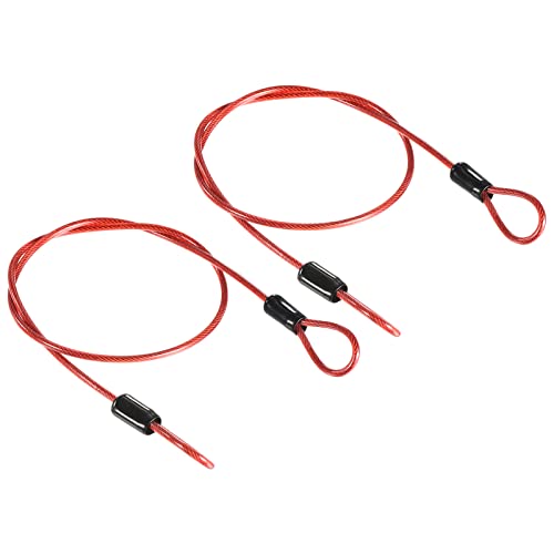PATIKIL Security Steel Cable 2.5mm x 0.5m/1.64ft Red 2pcs - color: Red, size: 2.5mmx0.5m
