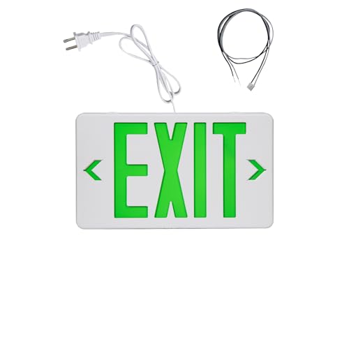 TANLUX Green Exit Sign with 1.0 Meter Plug in Cord, Plug in Exit Sign with Battery Backup Lights for Business, Commerical Emergency Lighting Combo, UL Listed, AC 120V, Double Face, 1 Pack - color: White Green Exit Sign, size: 1 Pack