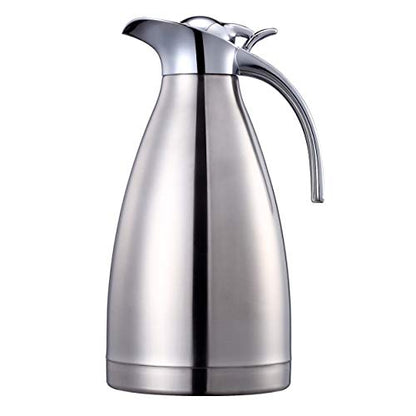 Sumerflos 68 Oz Stainless Steel Coffee Thermal Carafe/Double Walled Vacuum Thermos Insulated / 12 Hour Heat Retention(Silver) - color: Stainless Steel,Silver