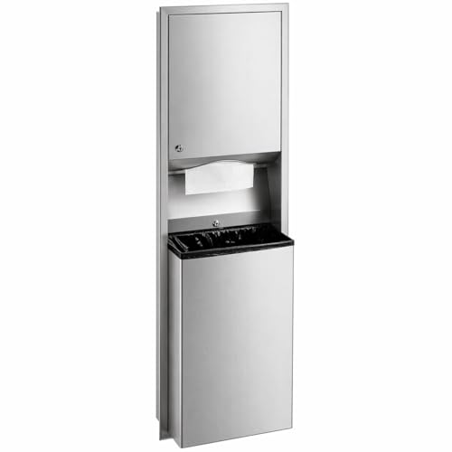 Commercial Recessed Paper Towel Dispenser with Waste Bin, 17W x 56H inches, 12 Gallon, Stainless Steel