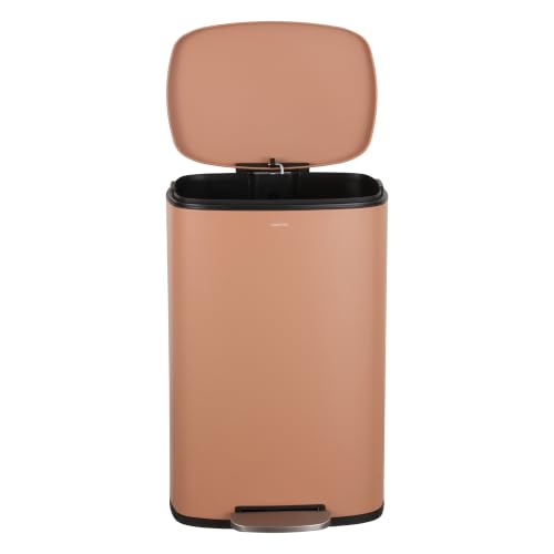 happimess Connor 2-Piece Iron Trash Can, Clay Rose - color: Clay Rose