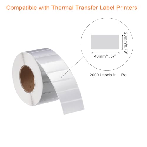 MECCANIXITY Direct Rectangle Label Sticker Metallic Silver 1.57x0.8 Inch in 1 Row for Packaging, Craft Projects 2000 Labels 1 Roll - size: 40x20mm