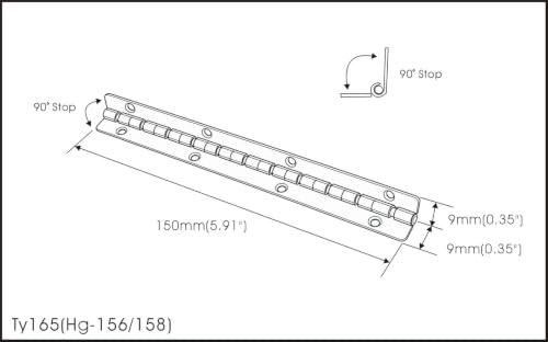 QCAA 90 Degree Stop Long Piano Hinge, Durable Steel Box Case Hinge, 150 mm x 9 mm(5.91" x 0.35"), Matte Black, Made in Taiwan, 2 Pack - color: Matte Black(5.91"), size: 2 Pack