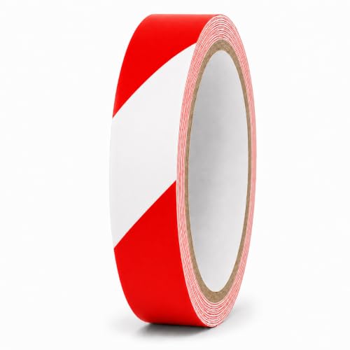 GGR Supplies Red & White Hazard Stripe Tape, 3/4 inch x 18 Yards - color: Red & White, size: 3/4 in. x 18 yds. (18mm)