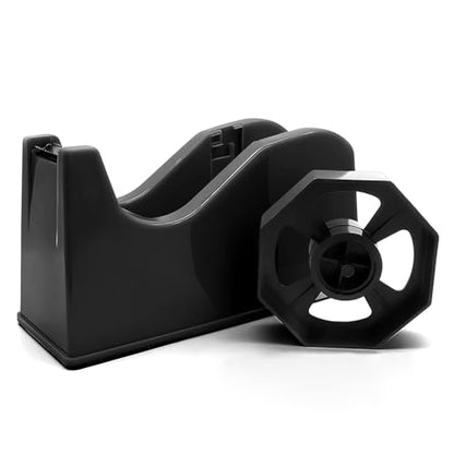 Tape Dispenser, Heat Press Tape Dispenser, Desk Heat Tape Dispenser 6.3 x 2.5 x 3.4 Inch, Holder Fits 1" and 3" Core,Nonskid Base Weighted Desktop Tape Dispenser (Black) - color: Black