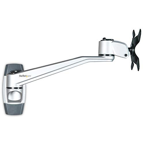 StarTech Wall Mount Monitor Arm 12in to 34in, 30.9lb/14kg, Swivel, Silver - color: Silver, style: Single-Swivel