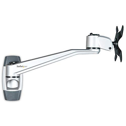 StarTech Wall Mount Monitor Arm 12in to 34in, 30.9lb/14kg, Swivel, Silver - color: Silver, style: Single-Swivel
