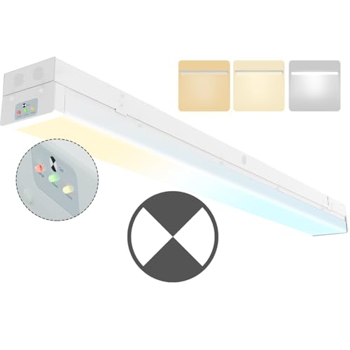 4FT LED Wraparound Emergency Stairwell Light, Battery Backup, IP20, 20W(2500lm)/40W(5000lm), 3/4/5000K CCT Selectable, 100-277V, Flush Mount Commercial LED Wrap Shop Ceiling Light Fixture, FCC - color: 3000K/4000K/5000K, size: 4FT 1 Pack