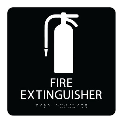 Alpha Dog Fire Extinguisher Sign, 8x8 ADA Braille Sign, Black - color: Black, size: Fire Extinguisher