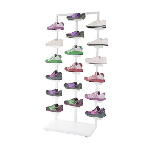 Commercial Clothing Store Shoe Rack, Retail Boutique Shoe Display Shelf Large Free Standing Shoe Shelf Shoe Organizer Stand Shoe Display Shelf Shoe Tower Rack for Home Store (White) - color: White