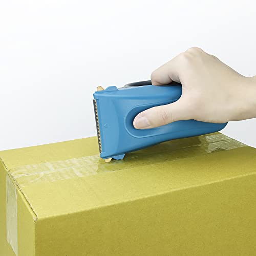 ABEL Duet 2-in-1 Packing Tape Dispenser & Splitter, Blue, 2 Inch Wide Ergonomic Tape Gun, Built-in Safety Tape Splitter, Shipping Moving Mailing Box Sealing Carton Packaging, Lightweight Tape Cutter - color: Blue