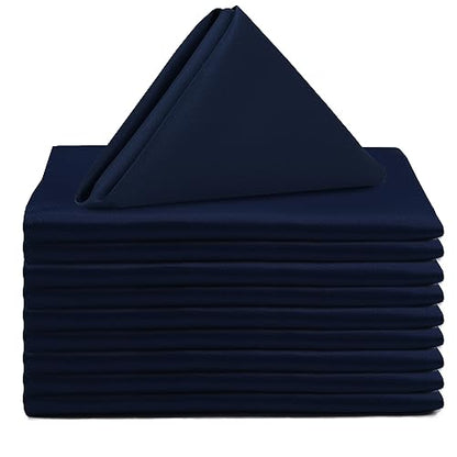Your Chair Covers - 10 Pack 20 Inch L'Amour Satin Napkins Navy Blue, Oversized, Double Folded and Hemmed Table Napkins for Restaurant, Bistro, Wedding, Thanksgiving and Christmas - color: Navy Blue
