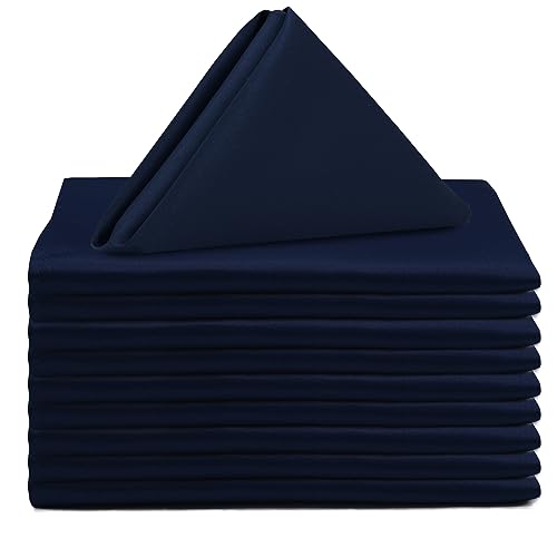 Your Chair Covers - 10 Pack 20 Inch L'Amour Satin Napkins Navy Blue, Oversized, Double Folded and Hemmed Table Napkins for Restaurant, Bistro, Wedding, Thanksgiving and Christmas - color: Navy Blue