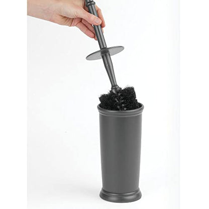 mDesign Toilet Bowl Brush and Holder - Covered Bathroom Toilet Brush - Standing Toilet Bowl Scrubber in Modern Holder - Space Saving, Deep Cleaning Brush for Toilet - Hyde Collection - Charcoal Gray - color: Charcoal, size: Pack of 1