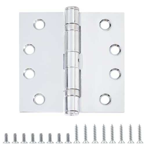 TDCHINGES Heavy Duty Door Hinges 4.5 Inch x 4 1/2" Polished Chrome Square - color: Polished Chrome, size: 2 Pack-BB
