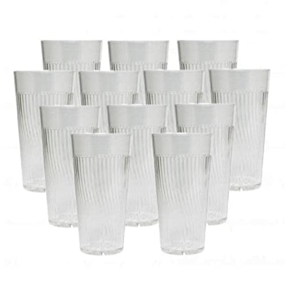 TrueCraftware- 16 oz. Belize Tumbler/Drinking Cups Clear Polycarbonate Set of 12-Premium Iced Tea Glasses Stackable Reusable Drinking Glasses Dishwasher Safe Break-Resistant for Home Restaurants - color: Clear, size: 16 oz
