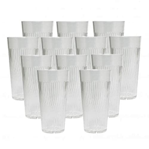 TrueCraftware- 16 oz. Belize Tumbler/Drinking Cups Clear Polycarbonate Set of 12-Premium Iced Tea Glasses Stackable Reusable Drinking Glasses Dishwasher Safe Break-Resistant for Home Restaurants - color: Clear, size: 16 oz