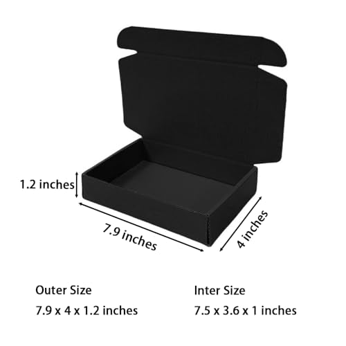 50 Pack 7.9x4x1.2 in Black Shipping Boxes - color: Black, size: 7.9x4x1.2 in
