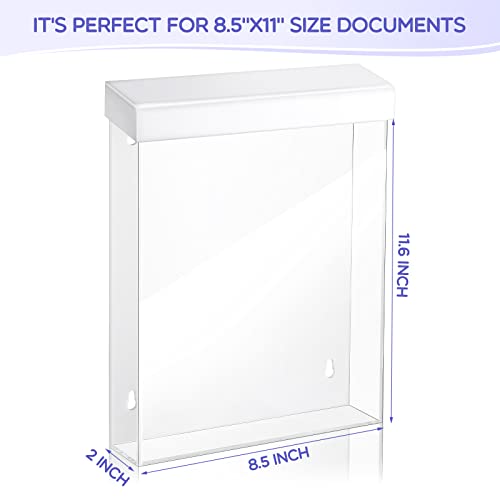 Thyle 8.5” x 11” Outdoor Brochure Holder Waterproof Wall Mount Lid, White - color: White