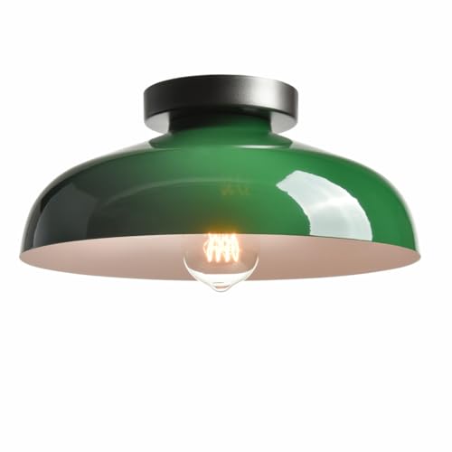 DIRYZON Industrial Green Semi Flush Mount Ceiling Light, 12-Inch - color: Green