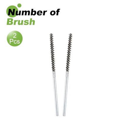 HARFINGTON 2pcs Wire Bore Brush Set 7 Inch Length 5/16 Inch Shank Stainless Steel Bristles Cleaning Brush for Clean Car Part Tube Kitchen Garage - size: 7 x 5/16 Inch