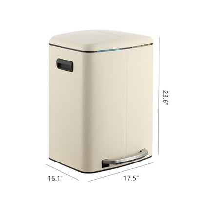 happimess Marco 10.6 Gal Double Bucket Step Trash Can, Limestone Beige - color: Limestone Beige