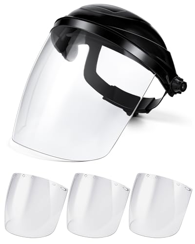 Tellegloww 4 Pcs Safety Face Shield for Grinding and Cutting, Black - color: Black