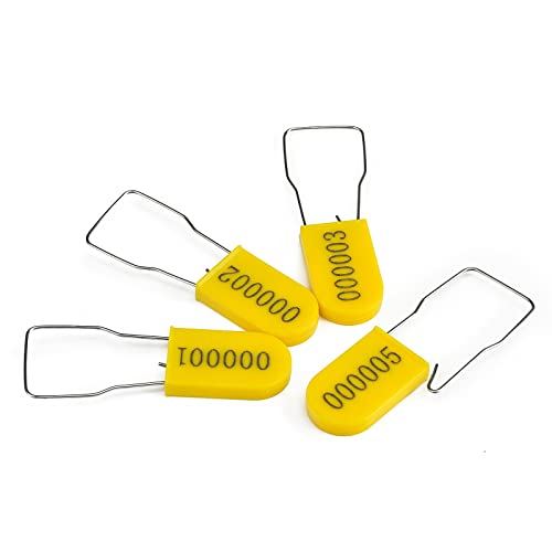 500PCS Plastic Padlock Security Seals Metal Wire Padlocks Electric Meter Seal Disposable Anti-Tamper Lock Numbered Anti Tamper Tag Hasps Yellow - color: Yellow, size: 500 PCS
