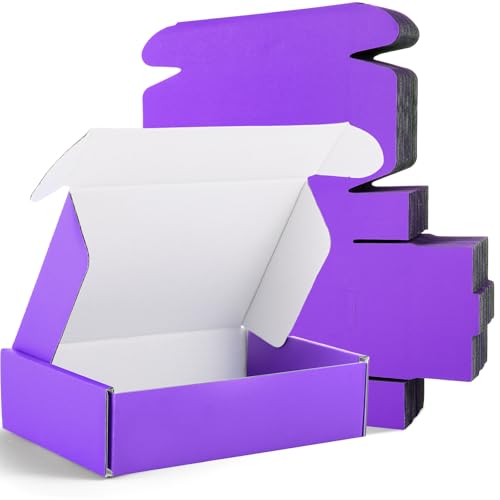 Spakon 50 Packs Shipping Boxes, Cardboard, Purple, 6 x 4 x 1.6 Inches - color: Purple, size: 6 x 4 x 1.6 Inches