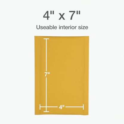 Quality Park Bubble Mailers, 4 x 8 Shipping Envelopes, Self-Seal, Small Kraft Padded Envelopes, Redi-Strip Peel Off Closure, 50 Per Box (QUA85928) - size: 4 x 8