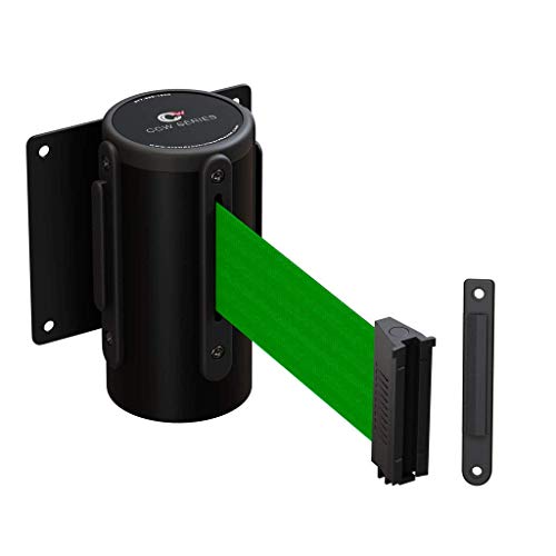 Crowd Control Warehouse WMB-125 Wall Mount Retractable Belt Barrier, 11 Ft - color: Green, size: Solid Color