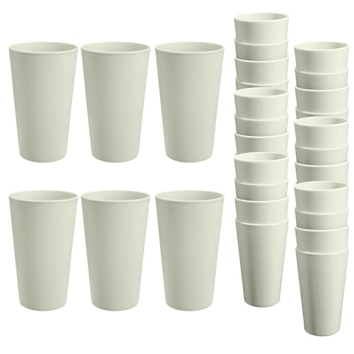 HEYCOME 24 Pcs Unbreakable Plastic Cups Set, 20 oz Reusable Plastic Cups, Stackable Water Tumblers, Drinking Cup for Kitchen, Outdoor, BPA-free, Dishwasher Refrigerator and Microwave Safe, Beige - color: Beige, size: 20 oz