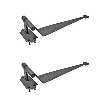 Renovators Supply Manufacturing Pack of 2 Black Cast Iron Pintle Strap Hinges 11-3/4 Inch Offset Lift Off Shutter Gate Door Hardware RSF Rustic Colonial Reversible Hinges with Screws - size: Pack of 2