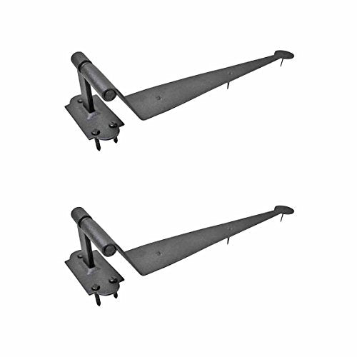 Renovators Supply Manufacturing Pack of 2 Black Cast Iron Pintle Strap Hinges 11-3/4 Inch Offset Lift Off Shutter Gate Door Hardware RSF Rustic Colonial Reversible Hinges with Screws - size: Pack of 2