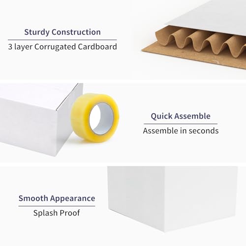 Shipping Boxes 12x4x4 Set of 25, White Corrugated Cardboard Box for Mailing Business Packaging - size: 12x4x4 Inches