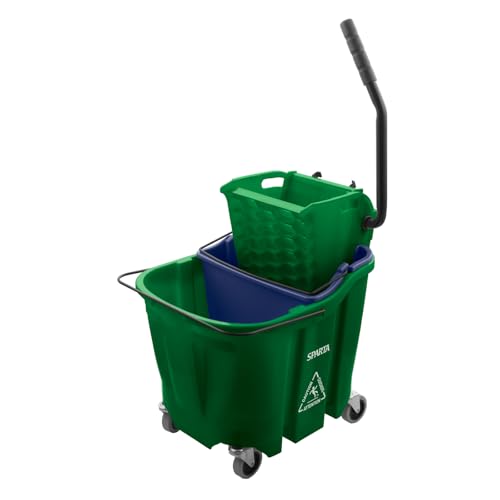 SPARTA 35 Qt Mop Bucket System with Wringer and Insert, Green - color: Green