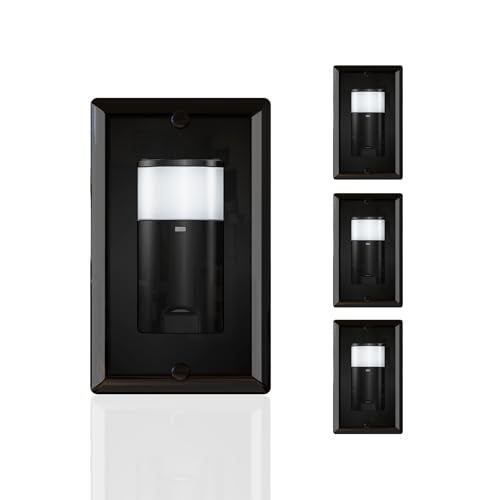 ECOELER Black PIR Motion Sensor Light Switch, Occupancy Motion Detector Switch with Sensitivity & Delay Adjustable, Neutral Wire Required, Single Pole, for Hallway, Bathroom, Storage Room, 4 Pack - color: Black, size: 4 - Pack