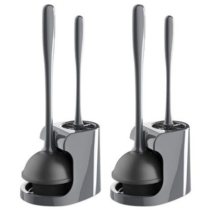MR.SIGA Toilet Plunger and Brush Combo for Toilet Cleaning, Gray, 2 Set - color: Gray, size: 6.3 x 8.2 x 18.1 inch