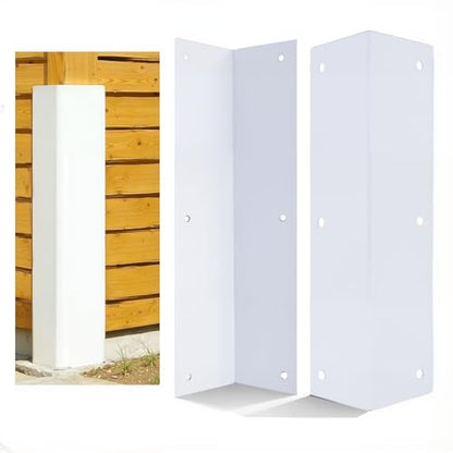 2 Pack White Stainless Steel Corner Guards, 3 3/8" x 3 3/8" x 11 3/4" - color: White