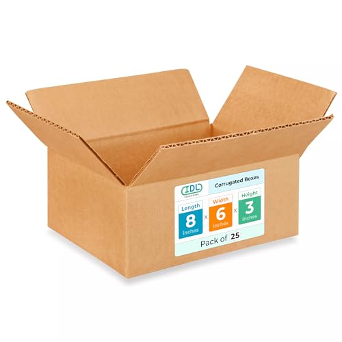 Small Moving & Shipping Boxes 8"L x 6"W x 3"H (25-Pack) - USA-Made - size: 8 * 6 * 3" (Small Boxes)